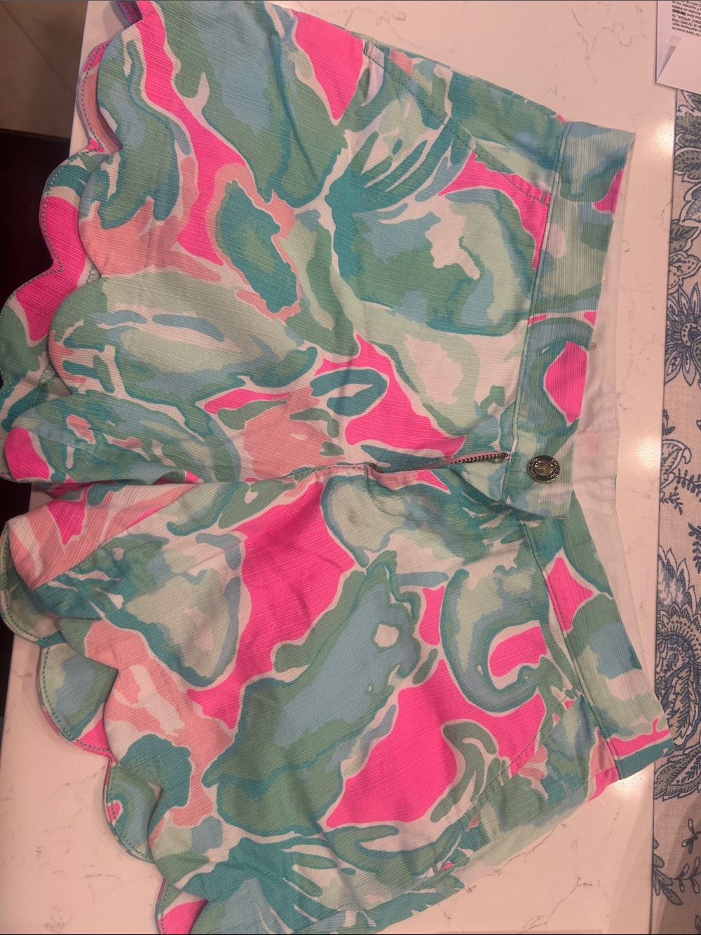 Lilly Pulitzer Pink & Teal Scalloped Hem Skort